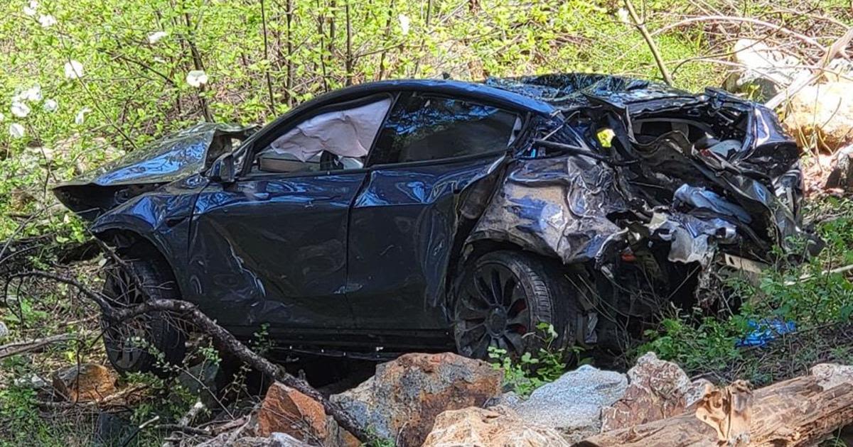 Man dies after Tesla found crashed 300 feet down hillside off Highway 50 near Pollock Pines