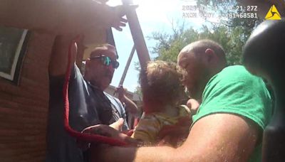Video shows dramatic rescue of crying Kansas toddler from bottom of narrow, 10-foot hole