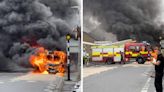 Dramatic pictures show minibus engulfed in flames | ITV News