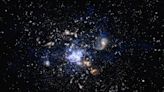 Giant proto-galaxy in early universe devours recycled material to birth new stars