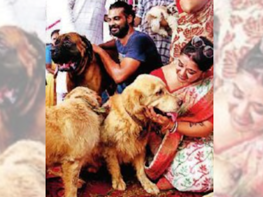 Goddess, humans and their best friend on one Khuti Puja dais | Kolkata News - Times of India