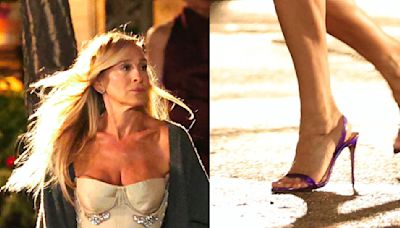 Sarah Jessica Parker Is Classic Carrie Bradshaw in Vintage Dolce Dress and Trendy Slingback Shoes for ‘And Just Like That…’