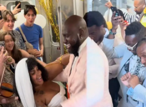 For a few hours, N.Y.’s hottest party was a wedding reception on the subway