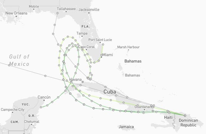 Tropical wave approaching Florida becomes Invest 97L. Spaghetti model shows Gulf Coast path