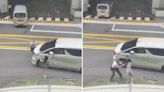 Woman kicks vehicle in Beach Road, driver slaps her and throws her to the ground
