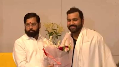 Maharashtra CM Eknath Shinde felicitates Rohit Sharma and Mumbai cricketers for T20 World Cup victory