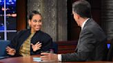 ... Style in Shimmering Gold on ‘Late Show With Stephen Colbert’ and Talks ‘Hell’s Kitchen’ Broadway Musical