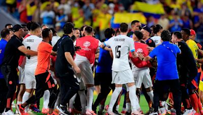 Brawl breaks out between players and fans after Colombia-Uruguay soccer match