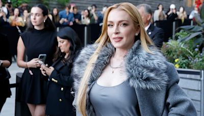 Lindsay Lohan Is Striking in an All-Gray Look at the Michael Kors Show