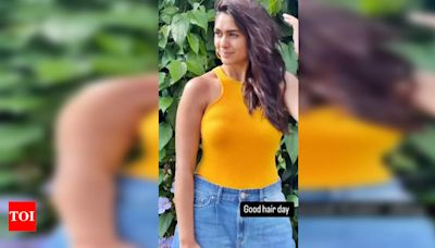 Mrunal Thakur has a filmy moment on her 'good hair day' | - Times of India