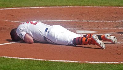 Orioles' James McCann Reacts to Being Hit By Pitch vs Blue Jays