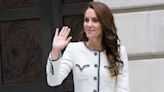 Princess Kate Steps Out in London in a White Tweed Blazer and Breezy Maxi Skirt