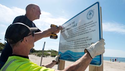 New signs at Covell Beach let people know about Vineyard Wind cables buried under sand