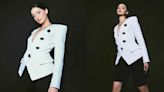 Ananya Panday gives a modern twist to Balmain’s blazer set with fitted cycling shorts