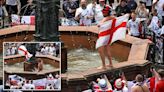 England fans bare all and jump in fountain before Denmark clash