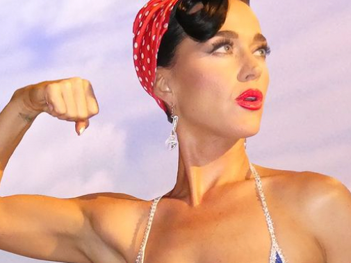 Katy Perry Celebrates July 4th in Nothing But a Star-Shaped American Flag swimsuit