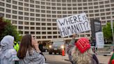 "Shame on you!": Anti-war protesters picket White House Correspondents' dinner