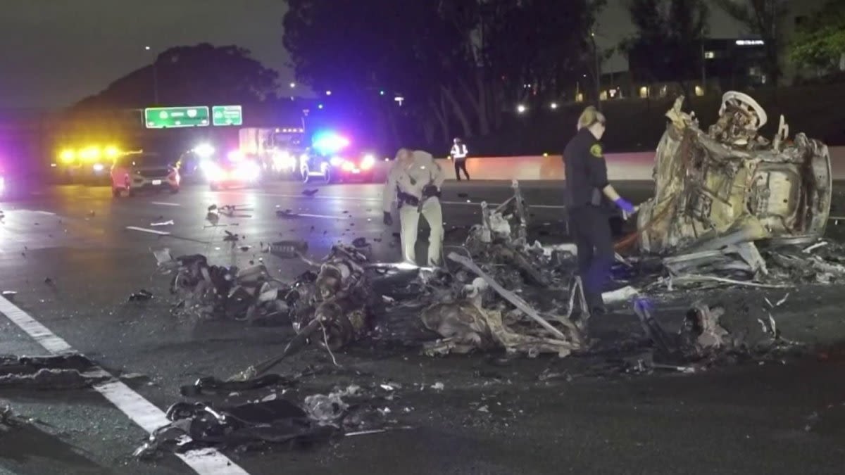 Wrong-way driver killed in fiery Newport Beach crash