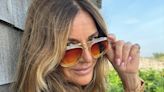 Kelly Bensimon, 56, takes the plunge in a low-cut black bathing