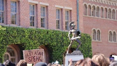 USC students march in protest of decision to cancel valedictorian’s speech