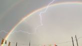 "Once-in-a-lifetime shot" of double rainbow and lightning snapped in Ohio