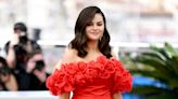 Selena Gomez Blossoms in Red Off-the-Shoulder Floral Dress at Cannes Film Festival