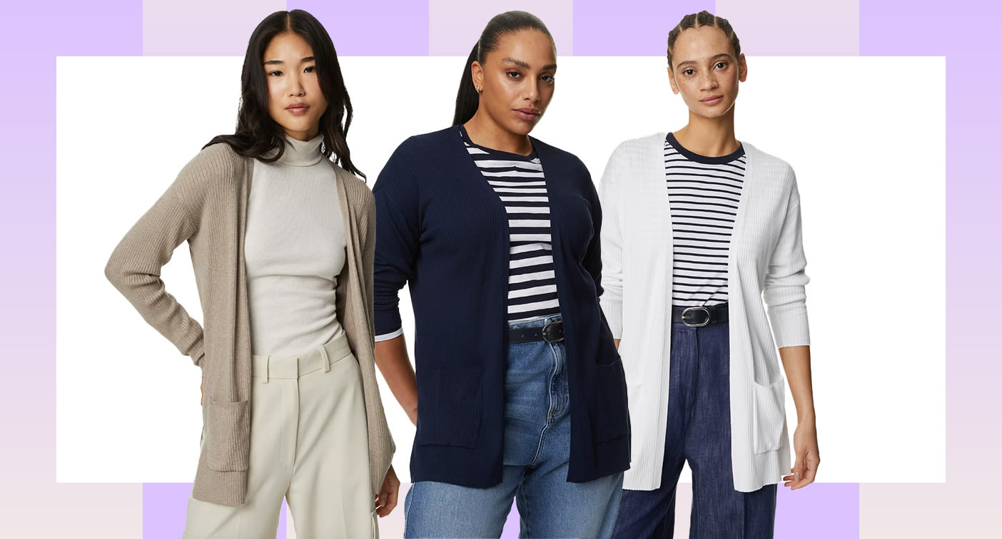 This long M&S cardigan is the ideal additional spring layer