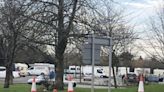 Unauthorised traveller caravan camp reported on car park of B&Q in Warrington