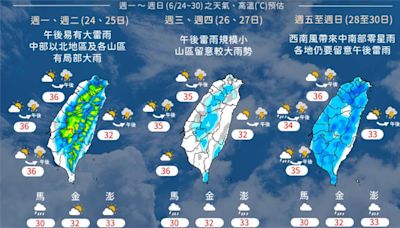 一圖看一週天氣！「這幾天」特別悶熱、週五水氣增多防午後大雷雨