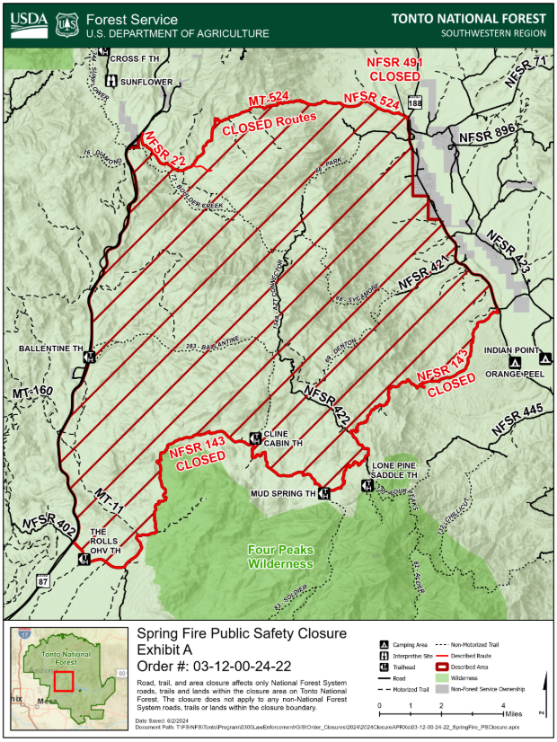 Spring Fire closes part of Tonto National Forest; wildfire burns 4K acres, is 30% contained