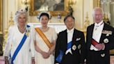 Queen wears the King Charles III Family Order for first time at state banquet