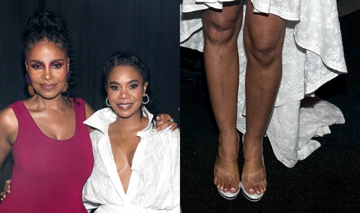 Regina Hall Shines in Sleek PVC Heels and Crisp White Ensemble at Essence Festival 2024