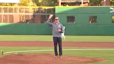 NBC4 Anchor Jerod Smalley throws first pitch at Clippers game for stroke awareness