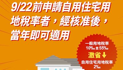 113年地價稅減免及優惠稅率 宜縣財稅局：申請期限僅延到9/23