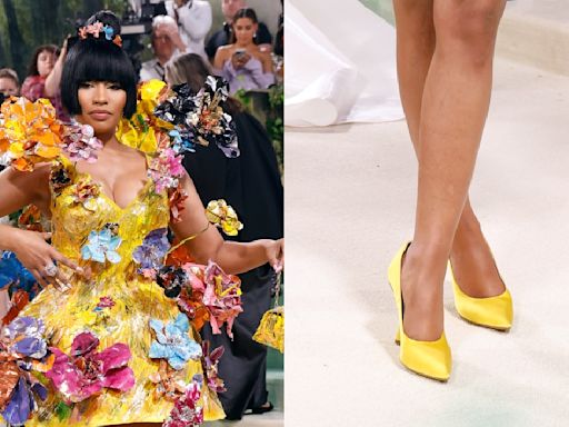 Nicki Minaj Goes Bold in Yellow with Pointed Pumps on the 2024 Met Gala Red Carpet