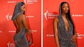 Angel Reese Goes Backless in Dramatic Bronx and Banco Dress at WNBA Draft 2024, Accepts Chicago Sky Jersey