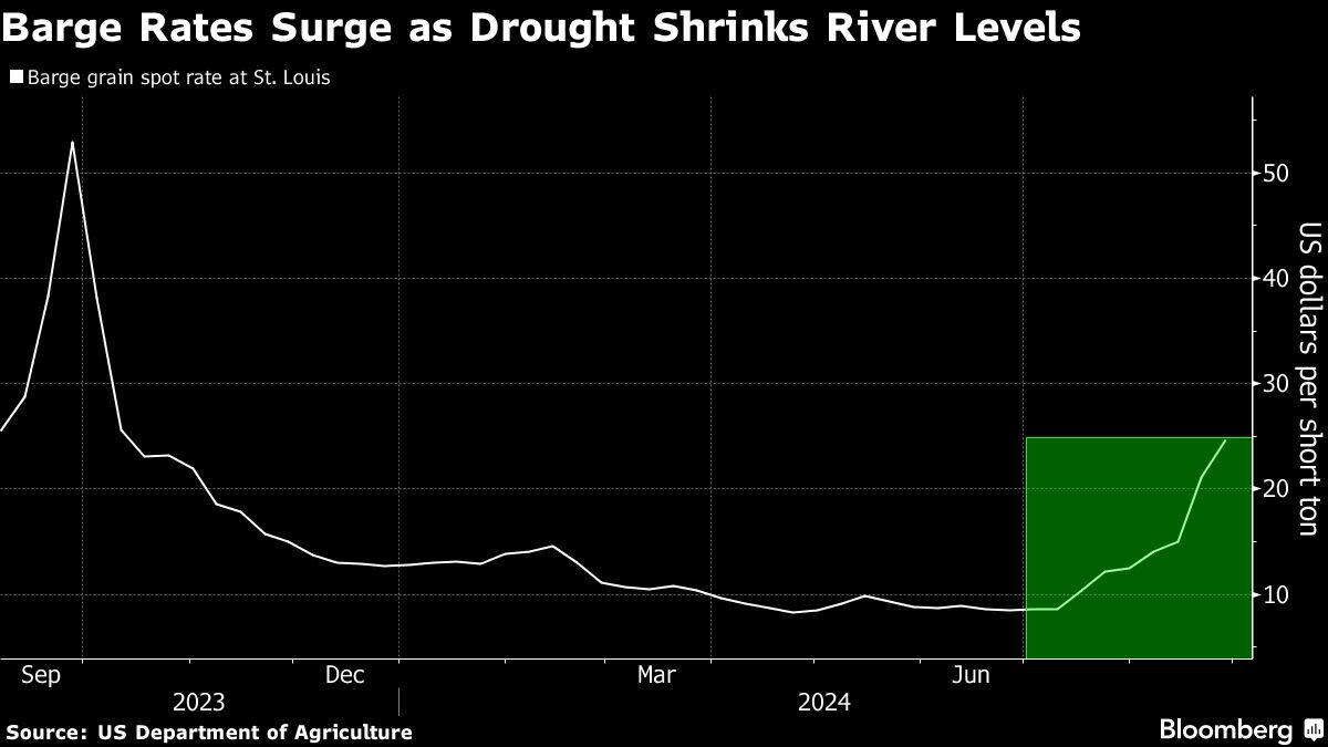 Drought Shrivels the Mississippi River and Threatens to Disrupt US Food Exports