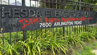 Antisemitic graffiti spray painted on Bethesda Elementary School walls