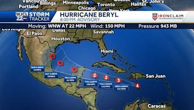 Hurricane Beryl set to impact Jamaica on Wednesday...when the storm may reach Cancun and Cozumel