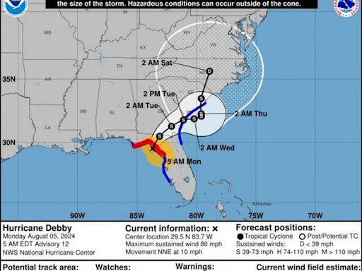Major flooding possible in SC as Hurricane Debby is forecast to drench Columbia area