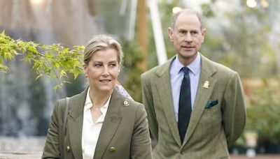 The Duchess of Edinburgh looks stylish in khaki blazer and leather skirt as attends horse show with her husband Prince Edward in Windsor