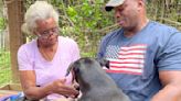 Newly-adopted dog refuses to leave 84-year-old woman's side after she went missing