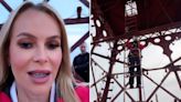 Scared Amanda Holden shakes as she climbs 500ft Blackpool Tower to raise money for charity