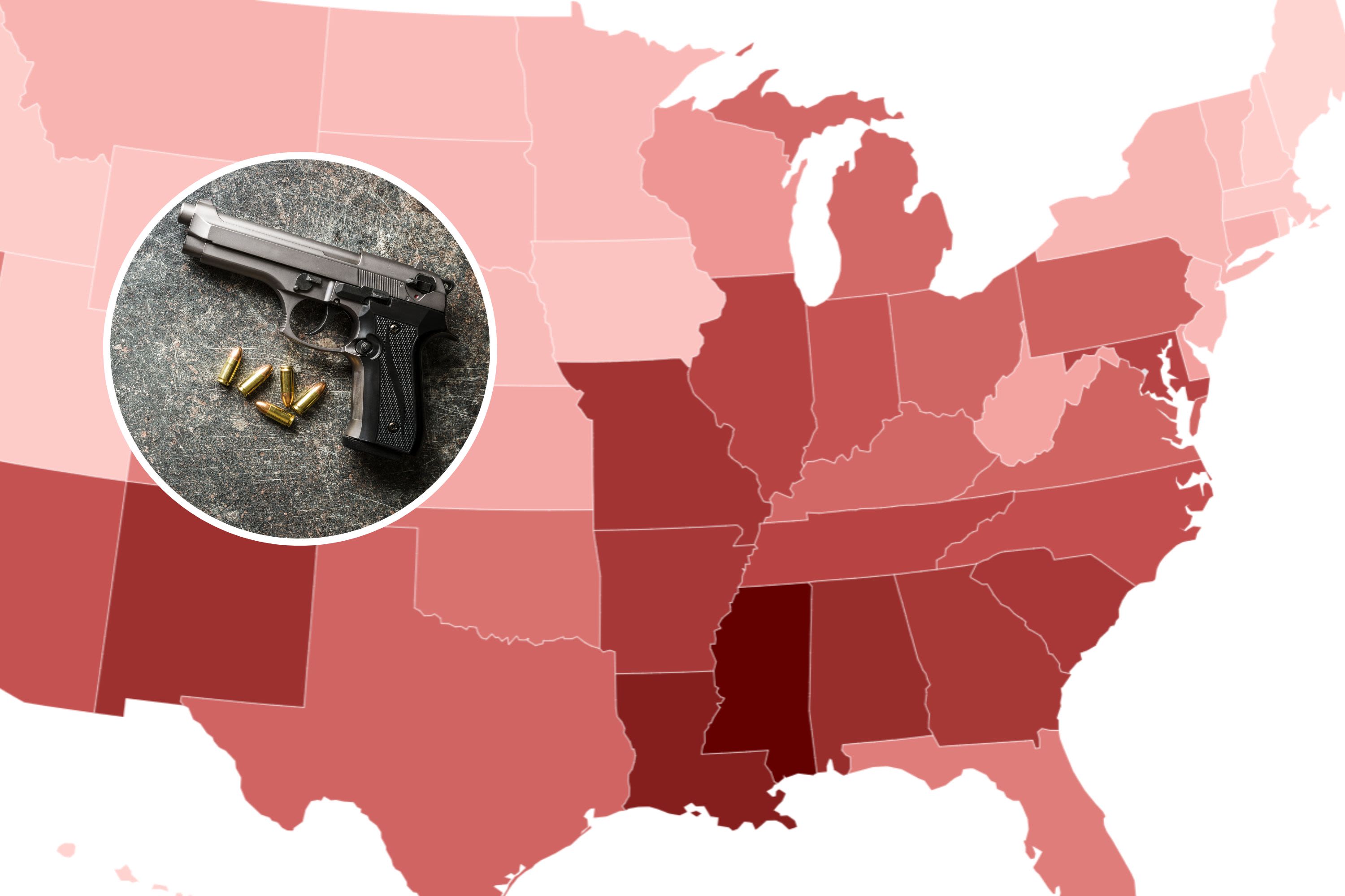 Map shows which states have the highest rates of firearm deaths