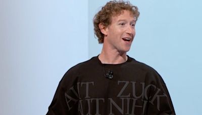 Mark Zuckerberg's shirt says 'All Zuck or All Nothing' in Latin