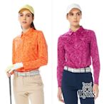 【Lynx Golf】女款純棉雙絲光滿版Lynx英文字樣印花長袖POLO衫/高爾夫球衫(二色)