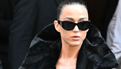 Katy Perry Went Shirtless With Sheer Tights and Nothing But a Faux Fur Coat in Paris