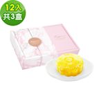 樂活e棧-花漾蒟蒻冰晶月餅-橘子口味12顆x3盒(全素 甜點 冰品 水果)