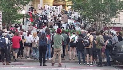 Pro-Palestine protesters march from the University to Georgia to Athens City Hall