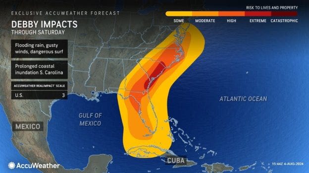 Hurricane Debby makes landfall in Florida. What Massachusetts can expect later this week